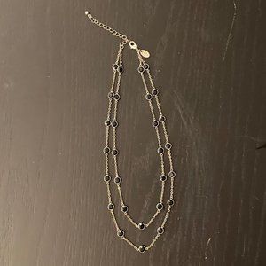 Silver Necklace with Black Pendants